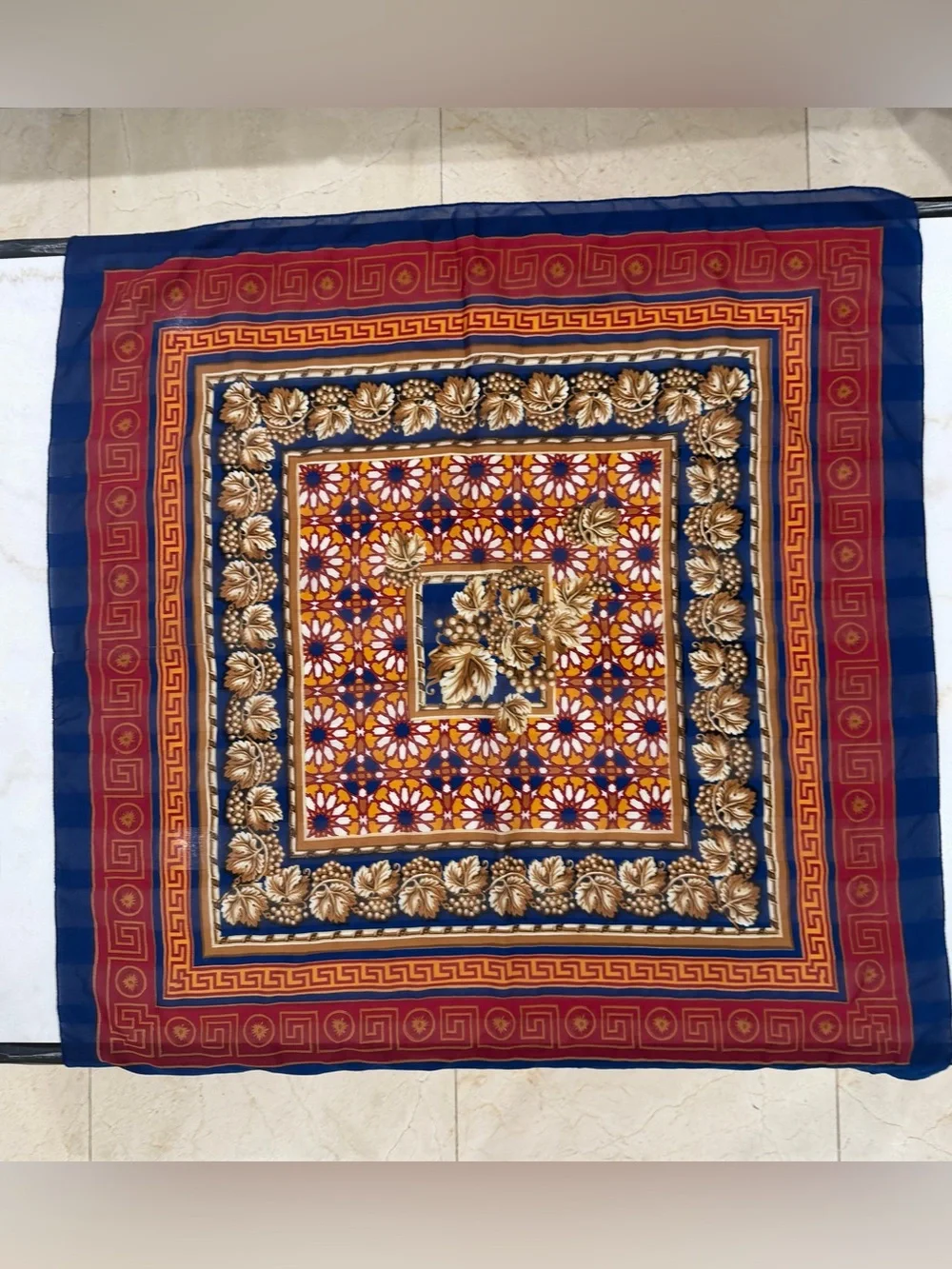Baroque Pattern Silk-Feel Scarf